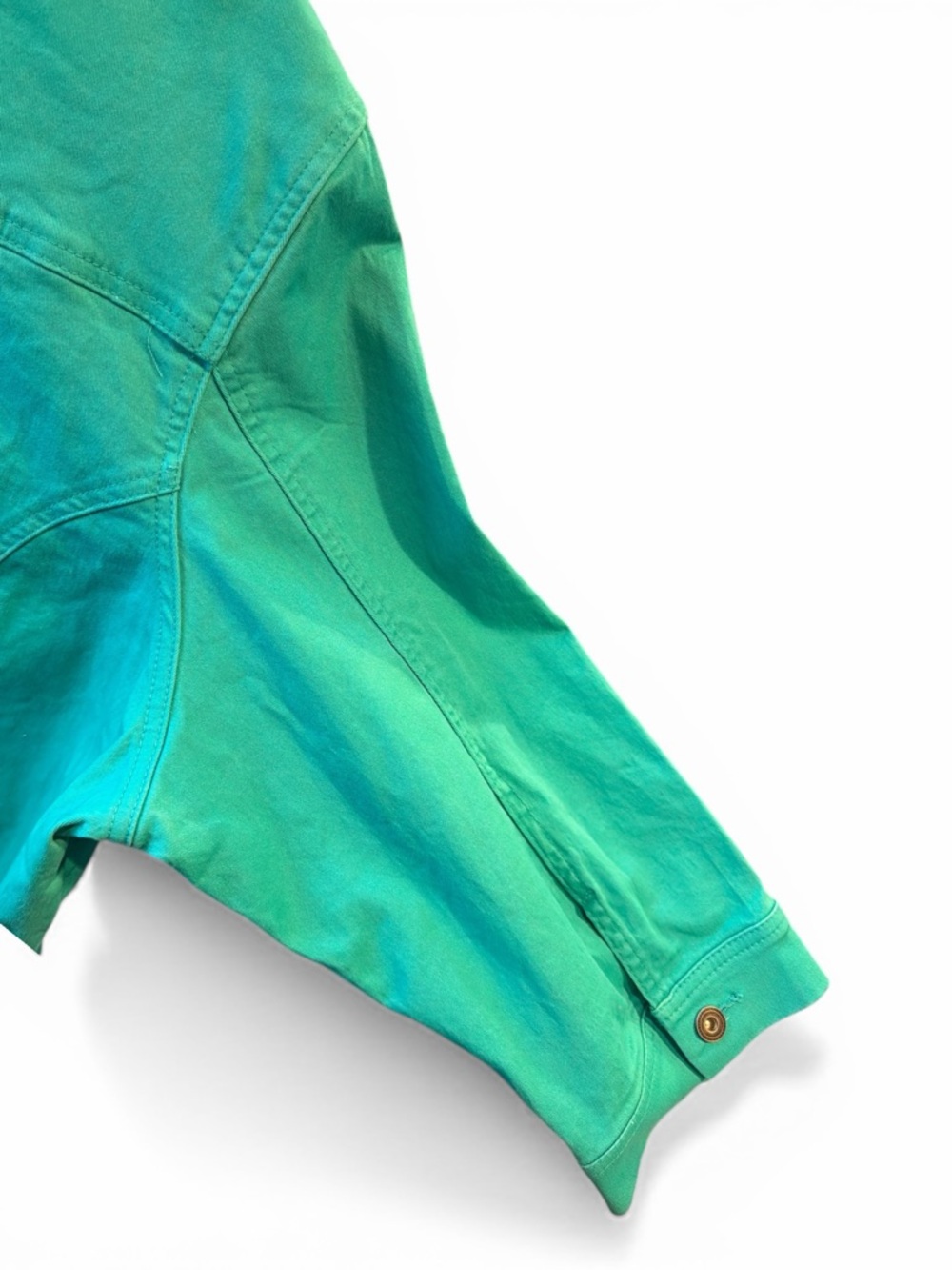 CJ Banks Turquoise Embellished Button-Front Women’s Lightweight Denim Jacket - Picture 9 of 11